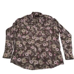 Ariat Shirt Women  X L Brown & Pink Floral Western Pearl Snap Long Sleeve westen